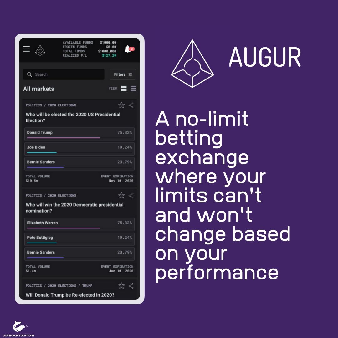 Augur is a no-limit betting exchange where your limits can't and won't change based on your performance.