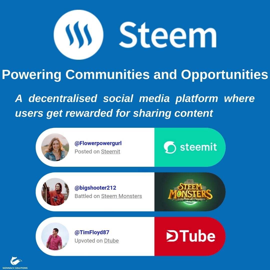 Steem is a social blockchain that grows communities and makes immediate revenue streams possible for users by rewarding them for sharing content.